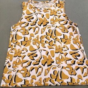 Nine West Women’s Large Sleeveless Gold Floral Blouse